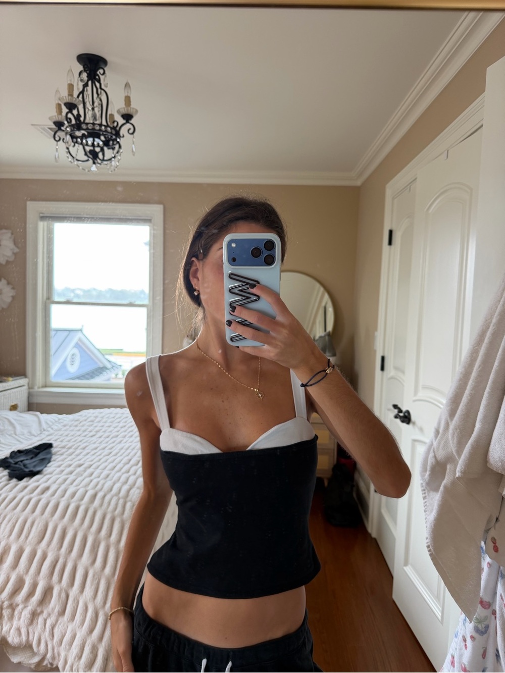 Reformation Harlan Knit Top - Black and White Bustier Tank Top - Women
